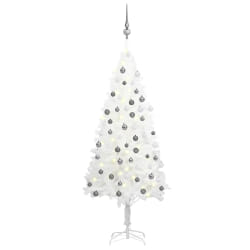 vidaXL Arbre de Noël artificiel pré-éclairé et boules blanc 120 cm - TU