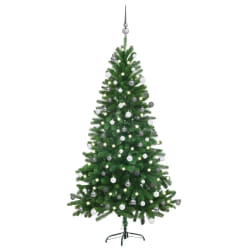 vidaXL Arbre de Noël pré-éclairé et boules 150 cm - Vert