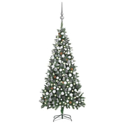vidaXL Arbre de Noël artificiel pré-éclairé/boules pommes de pin 210cm - TU