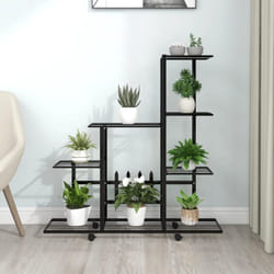 Vidaxl - Support pour plantes sur roues 94,5x25x92,5 cm Noir Métal
