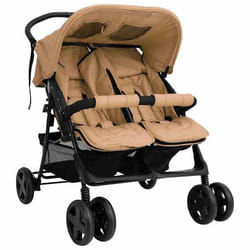 vidaXL Poussette à deux places Taupe Acier - TU