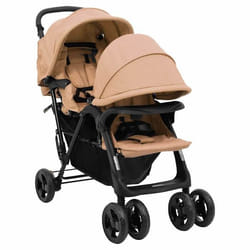 vidaXL Poussette à deux places Taupe Acier - TU
