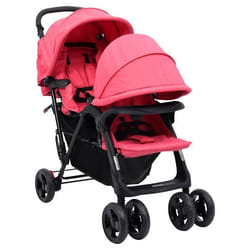 vidaXL Poussette à deux places Rouge Acier - TU
