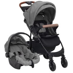 vidaXL Poussette pour bébé 3-en-1 Gris clair Acier - TU