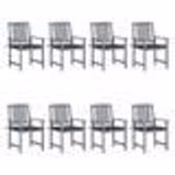 vidaXL Chaises de jardin et coussins lot de 8 Bois acacia solide Gris - TU
