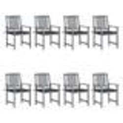 vidaXL Chaises de jardin et coussins lot de 8 Bois acacia solide Gris - TU