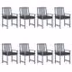 vidaXL Chaises de jardin et coussins lot de 8 Bois acacia solide Gris - TU