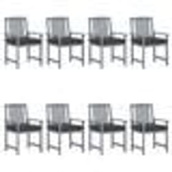 vidaXL Chaises de jardin et coussins lot de 8 Bois acacia solide Gris - TU