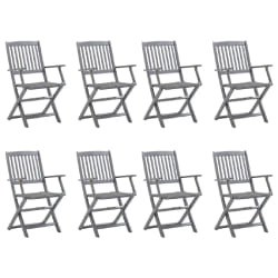 vidaXL Chaises pliables d'extérieur lot de 8 et coussins Bois d'acacia - TU