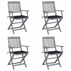 VidaXL 3078269, Terrace, Siège rembourré, Bois d'acacia, Noir, Polyester, 540 mm
