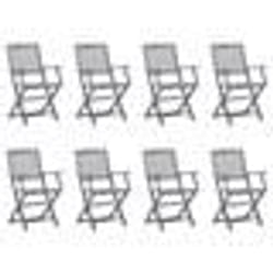vidaXL Chaises pliables d'extérieur lot de 8 et coussins Bois d'acacia - TU