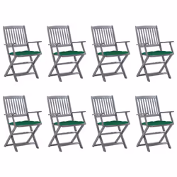 VidaXL 3078282, Terrace, Siège rembourré, Bois d'acacia, Vert, Polyester, 540 mm