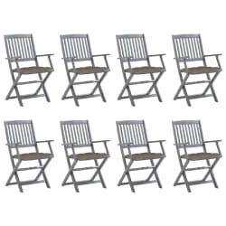 vidaXL Chaises pliables d'extérieur lot de 8 et coussins Bois d'acacia - TU