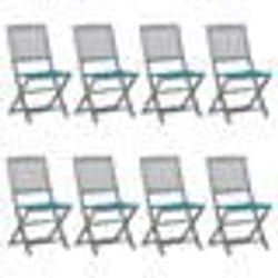 vidaXL Chaises pliables d'extérieur lot de 8 et coussins Bois d'acacia - TU