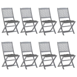 vidaXL Chaises pliables d'extérieur lot de 8 et coussins Bois d'acacia - TU