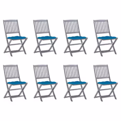VidaXL 3078309, Terrace, Siège rembourré, Bois d'acacia, Bleu, Polyester, 485 mm