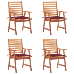 vidaXL Chaises à manger d'extérieur lot de 4 et coussins Acacia massif - TU
