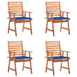 vidaXL Chaises à manger d'extérieur lot de 4 et coussins Acacia massif - TU