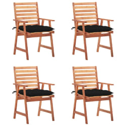 vidaXL Chaises à manger d'extérieur lot de 4 et coussins Acacia massif - TU