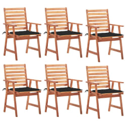 vidaXL Chaises à manger d'extérieur lot de 6 et coussins Acacia massif - TU