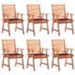 vidaXL Chaises à manger d'extérieur lot de 6 et coussins Acacia massif - TU