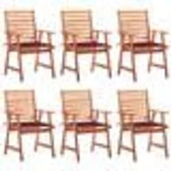 vidaXL Chaises à manger d'extérieur lot de 6 et coussins Acacia massif - TU