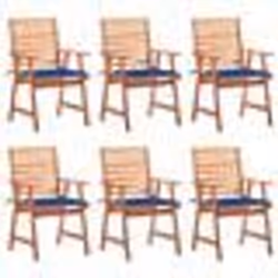 vidaXL Chaises à manger d'extérieur lot de 6 et coussins Acacia massif - TU