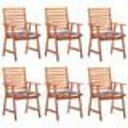 vidaXL Chaises à manger d'extérieur lot de 6 et coussins Acacia massif - TU