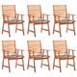 vidaXL Chaises à manger d'extérieur lot de 6 et coussins Acacia massif - TU