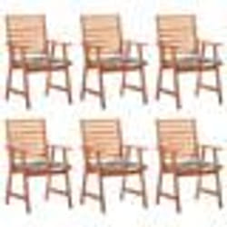 vidaXL Chaises à manger d'extérieur lot de 6 et coussins Acacia massif - TU