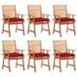 vidaXL Chaises à manger d'extérieur lot de 6 et coussins Acacia massif - TU