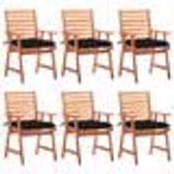 vidaXL Chaises à manger d'extérieur lot de 6 et coussins Acacia massif - TU