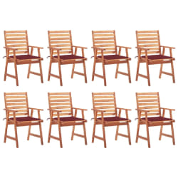 vidaXL Chaises à manger d'extérieur lot de 8 et coussins Acacia massif - TU
