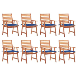 vidaXL Chaises à manger d'extérieur lot de 8 et coussins Acacia massif - TU