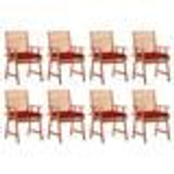 vidaXL Chaises à manger d'extérieur lot de 8 et coussins Acacia massif - TU