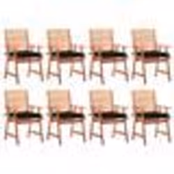 vidaXL Chaises à manger d'extérieur lot de 8 et coussins Acacia massif - TU
