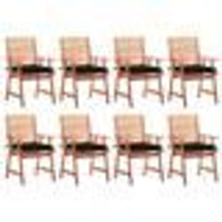 vidaXL Chaises à manger d'extérieur lot de 8 et coussins Acacia massif - TU