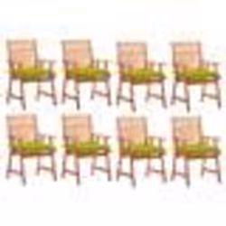 vidaXL Chaises à manger d'extérieur lot de 8 et coussins Acacia massif - TU