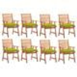 vidaXL Chaises à manger d'extérieur lot de 8 et coussins Acacia massif - TU