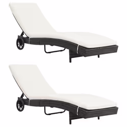 VidaXL 3078465, Linge, Siège rembourré, Polyéthylène, Rotin, Acier, Noir, Crème, Blanc, 1990 mm, 600 mm