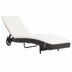 VidaXL 3078465 chaise d'extérieur Linge Siège rembourré Polyéthylène, Rotin, Acier Noir, Crème, Blanc