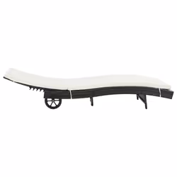 VidaXL 3078465 chaise d'extérieur Linge Siège rembourré Polyéthylène, Rotin, Acier Noir, Crème, Blanc
