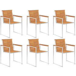 Vidaxl - Chaises de jardin lot de 6 Bois d'acacia et acier inoxydable