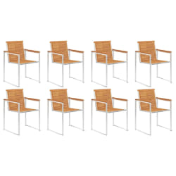 vidaXL Chaises de jardin lot de 8 Bois d'acacia et acier inoxydable