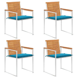 vidaXL Chaises de jardin lot de 4 avec coussins Bois d'acacia massif