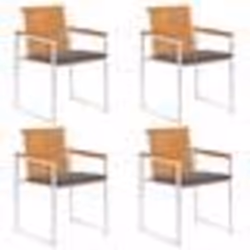 vidaXL Chaises de jardin lot de 4 avec coussins Bois d'acacia massif