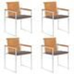 vidaXL Chaises de jardin lot de 4 avec coussins Bois d'acacia massif