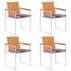 vidaXL Chaises de jardin lot de 4 avec coussins Bois d'acacia massif