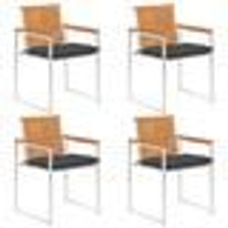 vidaXL Chaises de jardin lot de 4 avec coussins Bois d'acacia massif