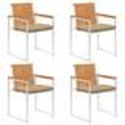 vidaXL Chaises de jardin lot de 4 avec coussins Bois d'acacia massif
